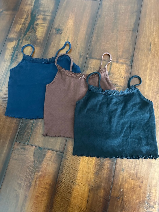 American Eagle Outfitters Tops - Bundle of Women’s Lace-Trim Camisole Tank Top - Navy, Brown, Black
